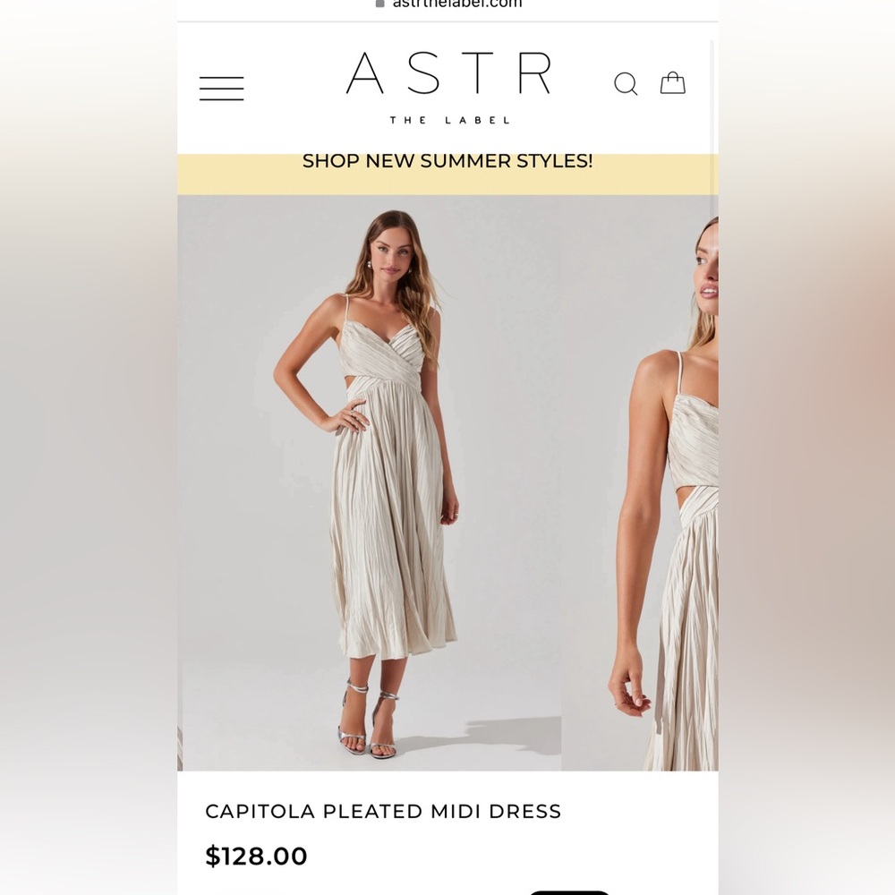 NWT ASTR the Label Capitola Pleated Midi Dress - M